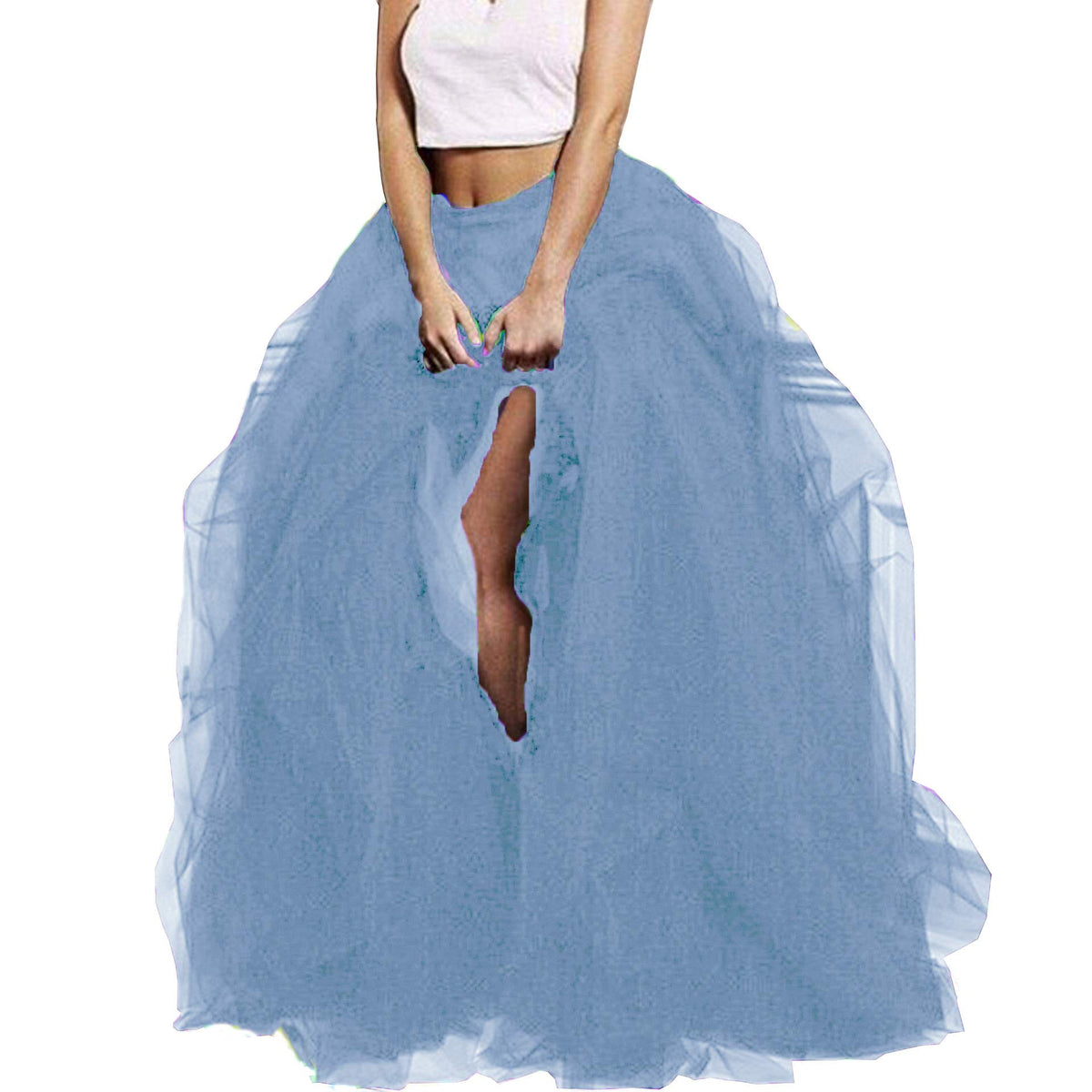 Lisong Women Maxi Tulle Floor Length Layered High Waist Spectial Occasion Skirt