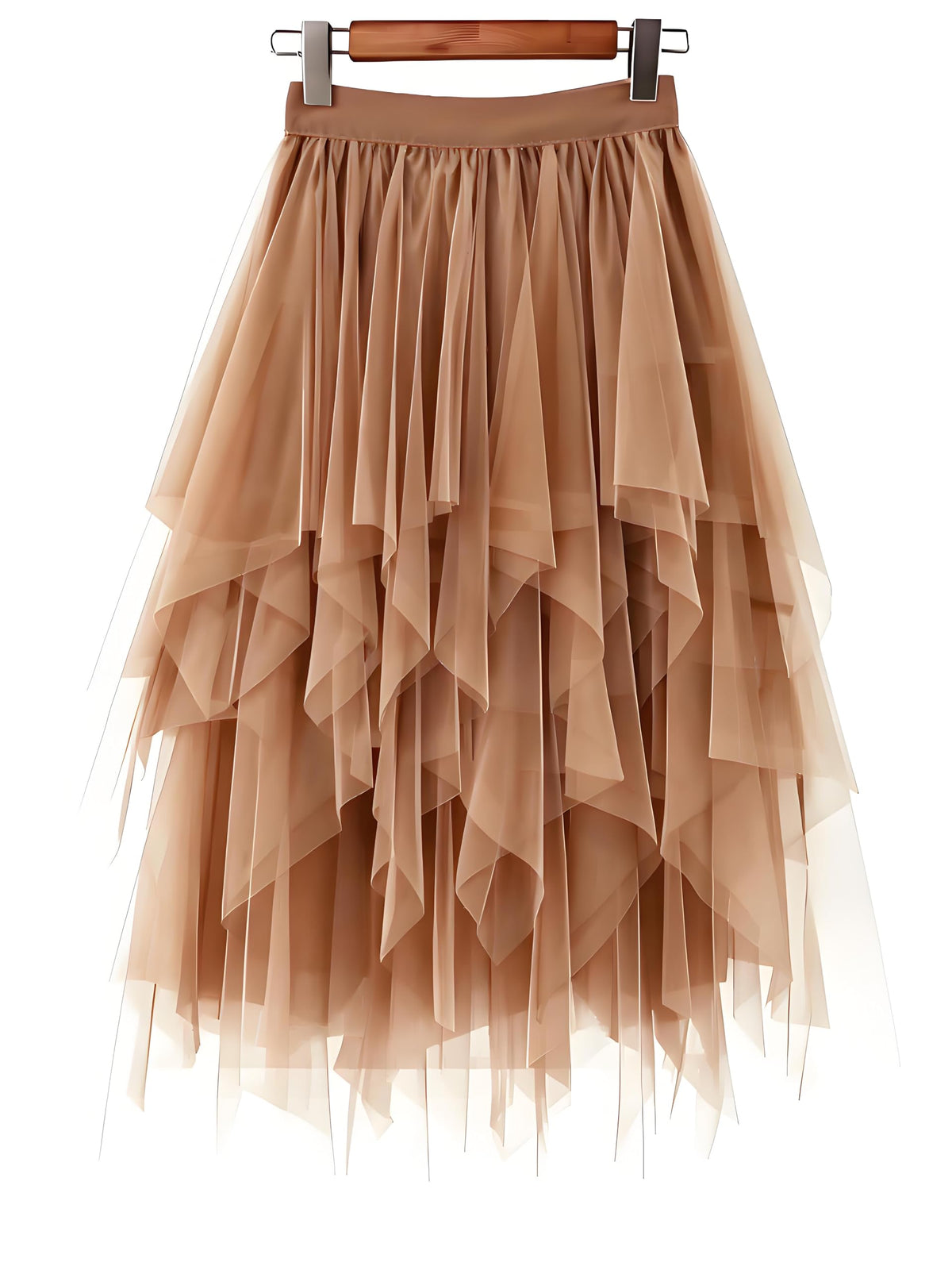 LBKKC Tulle Skirts for Women, Puffy Skirt Asymmetrical Midi Length Ruffled Tutu Layered Mesh Fairy Skirt