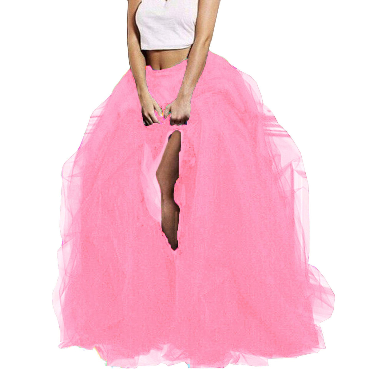 Lisong Women Maxi Tulle Floor Length Layered High Waist Spectial Occasion Skirt