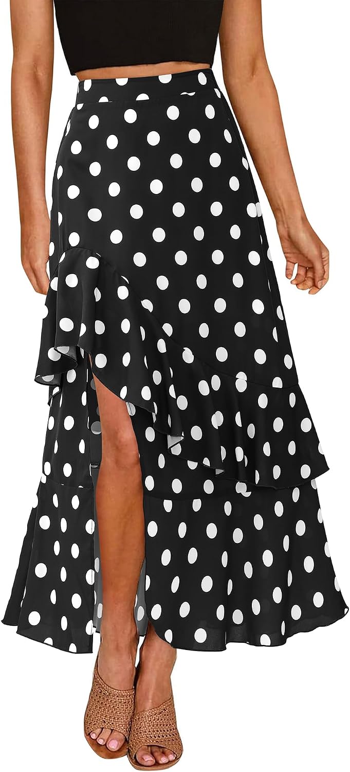 BTFBM Boho High Low Long Maxi Skirts for Women