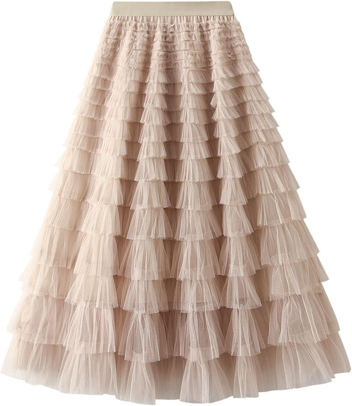 Flygo Women Long Maxi Tiered Tulle Skirts A Line Ruffle Layered Fairy Skirt