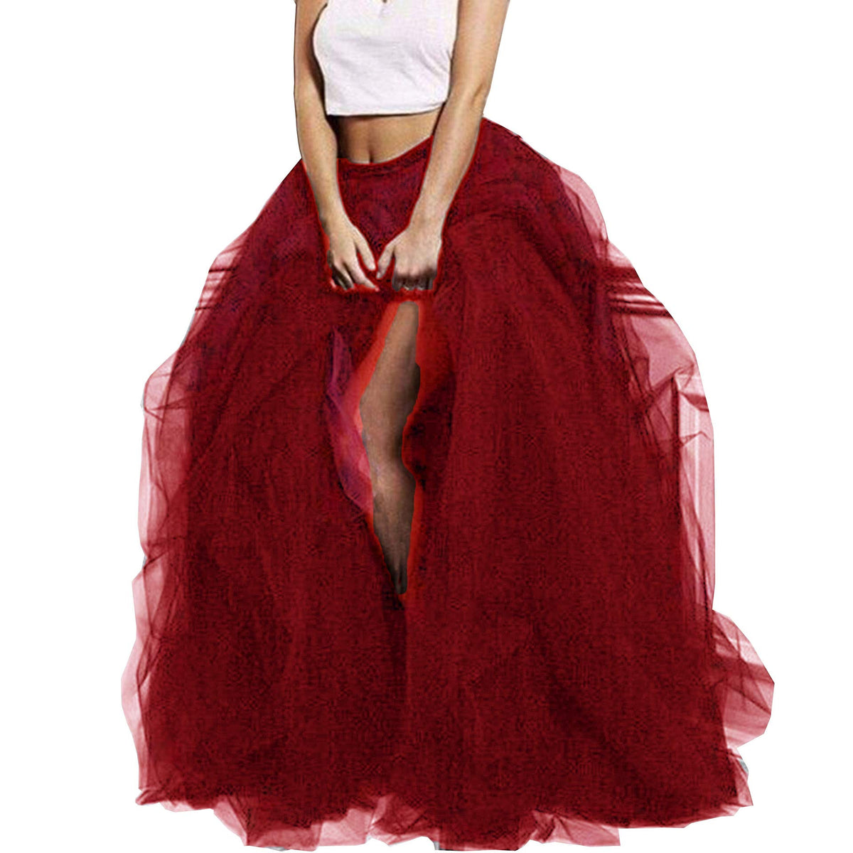 Lisong Women Maxi Tulle Floor Length Layered High Waist Spectial Occasion Skirt