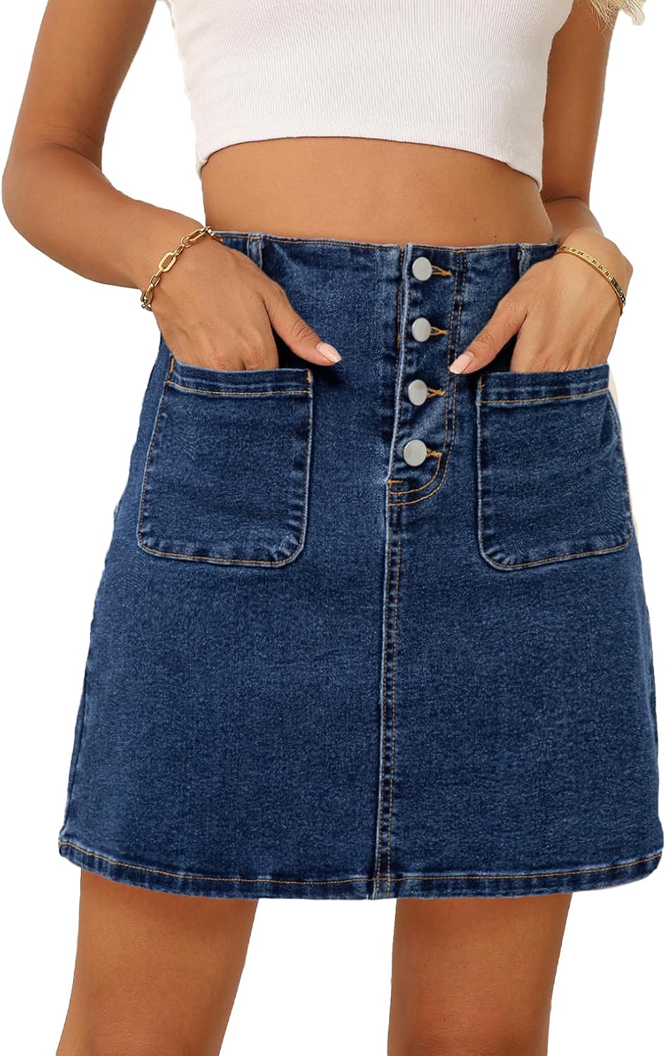 Sidefeel Women's Jean Skirt High Waist Denim Skirt