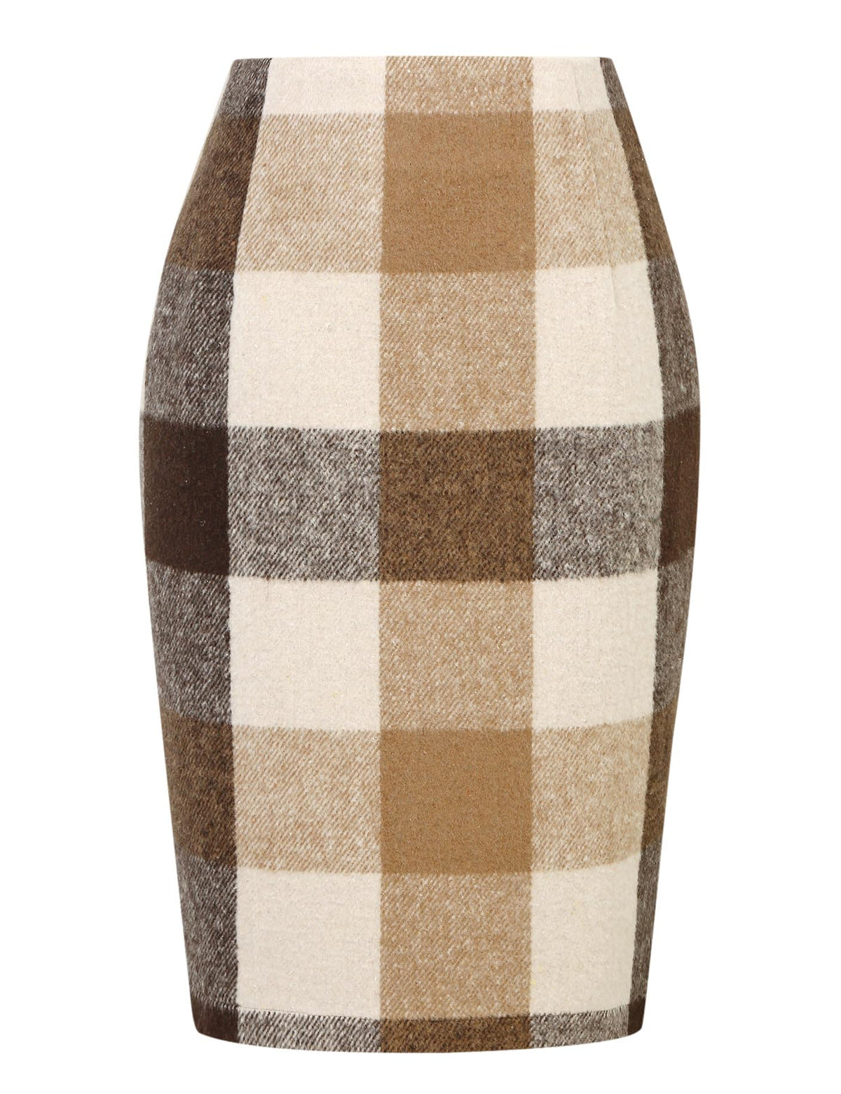 IDEALSANXUN Plaid Skirts for Women Fall Winter Knee Length Pencil Wool Skirt with Slit