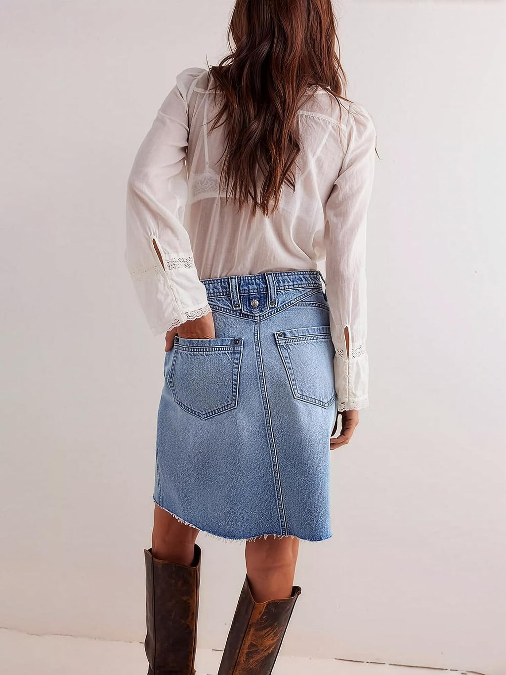 EMMIOL Women's Stretchy Denim Skirt High Waist Summer Casual Jean Skirts
