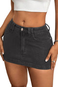 ELLEVEN Women's Y2k Stretchy Denim Mini Skirt Low Rise Casual Sexy Bodycon Jean Skirt with Pockets