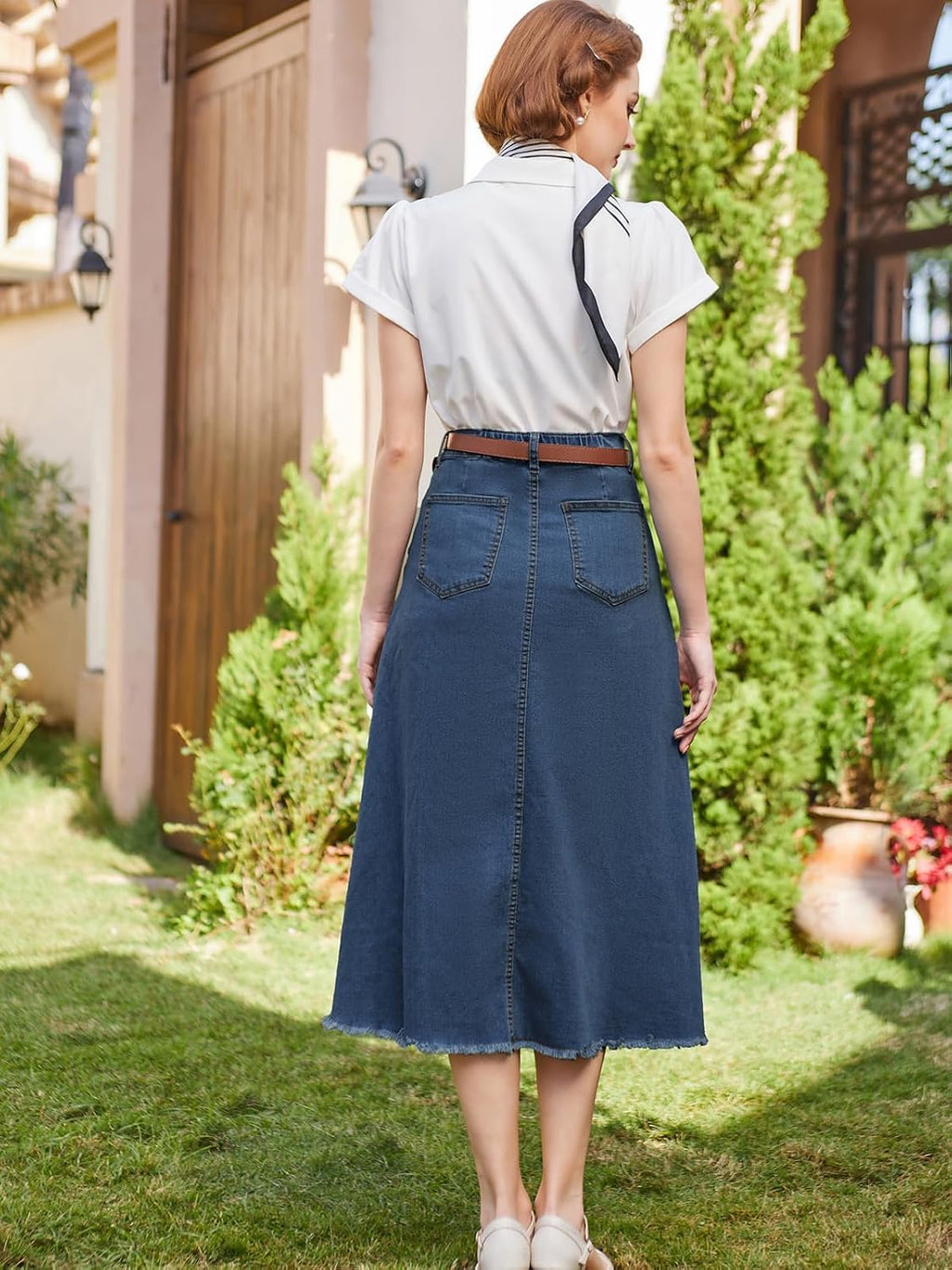 Belle Poque Long Frayed Skirt Jean Skirts for Women Denim