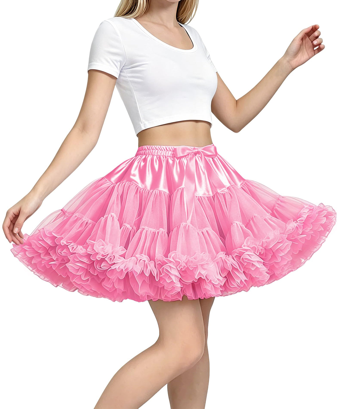 Petticoat Skirt for Women Under Dress 3-Layered Tulle Elastic Waist Tutu