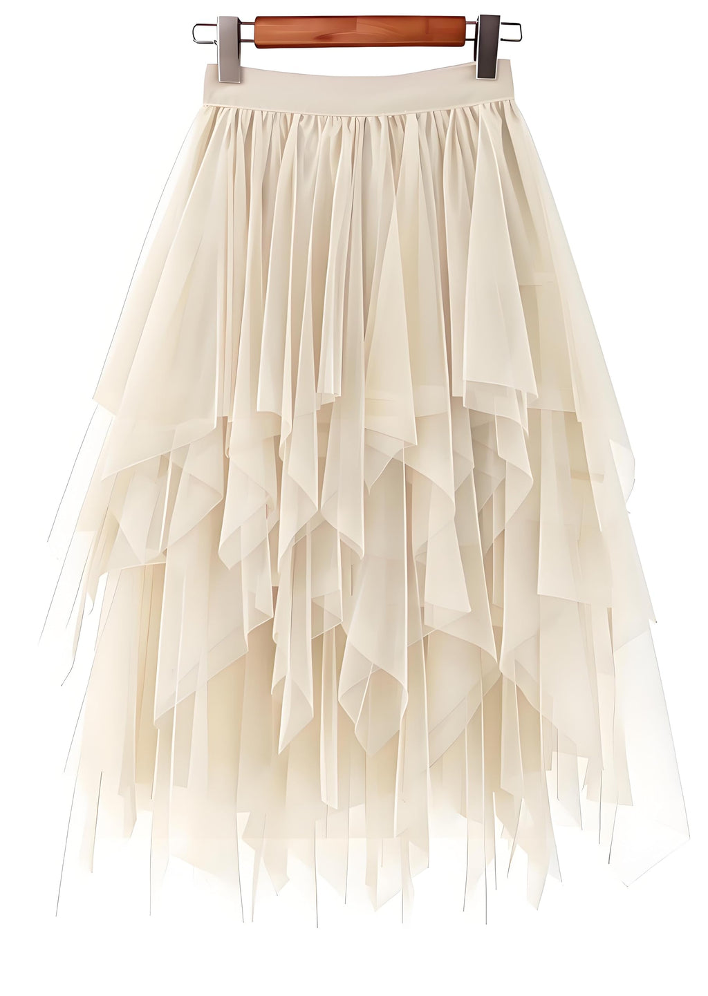 LBKKC Tulle Skirts for Women, Puffy Skirt Asymmetrical Midi Length Ruffled Tutu Layered Mesh Fairy Skirt