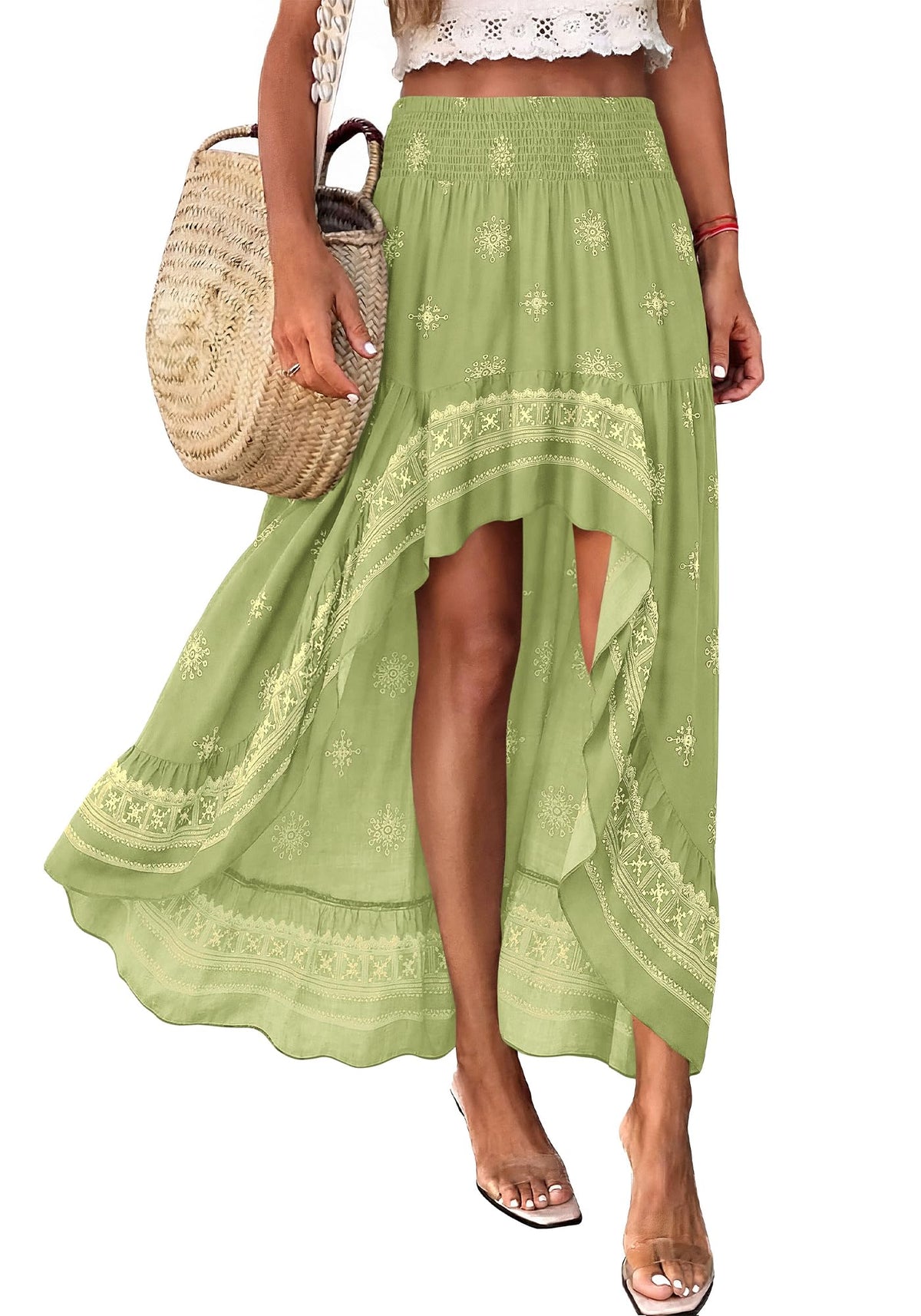 BTFBM Boho High Low Long Maxi Skirts for Women