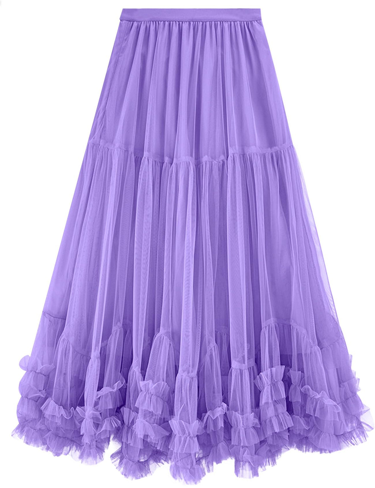 COZYPOIN Women's Maxi Tulle Skirts Long Layered Mesh Tiered Fairy Skirt