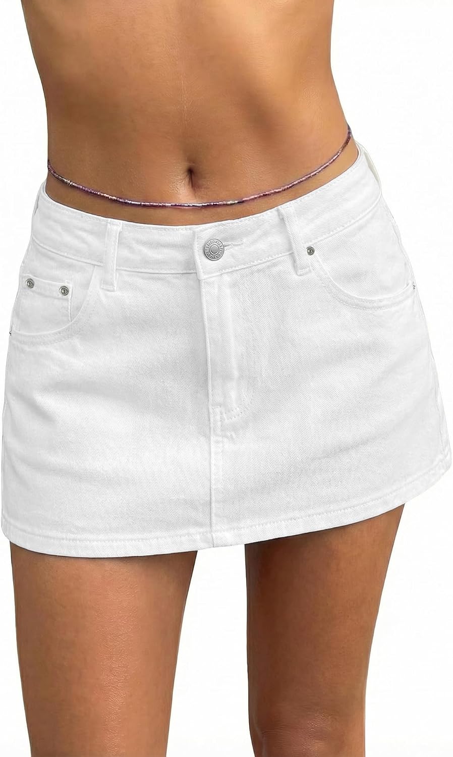 EMMIOL Women Denim Skort Skirt Stretchy Mid Waist Y2K Sexy Mini Skirts