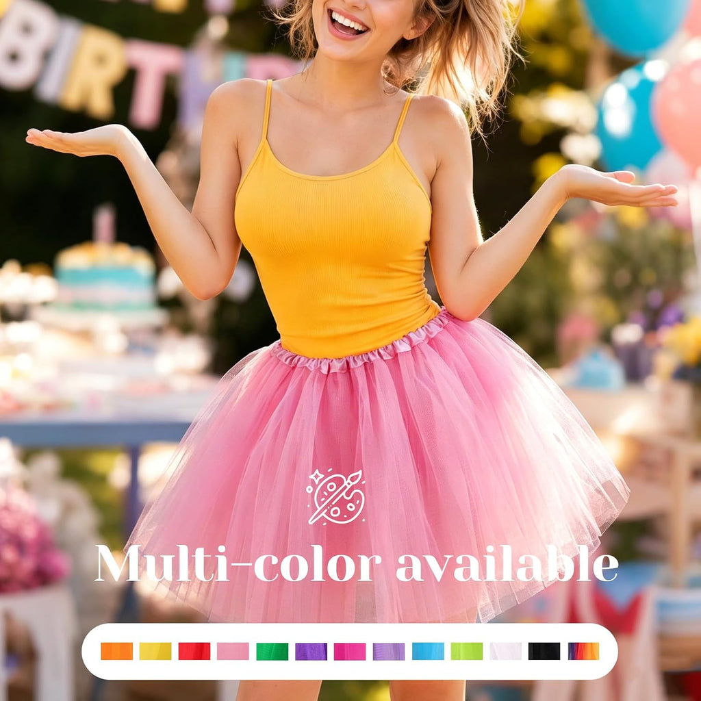 Tutu Skirts for Women Adults 5 Layers Fluffy Elastic Tulle Skirt Halloween 80s Running Party Dance Costume