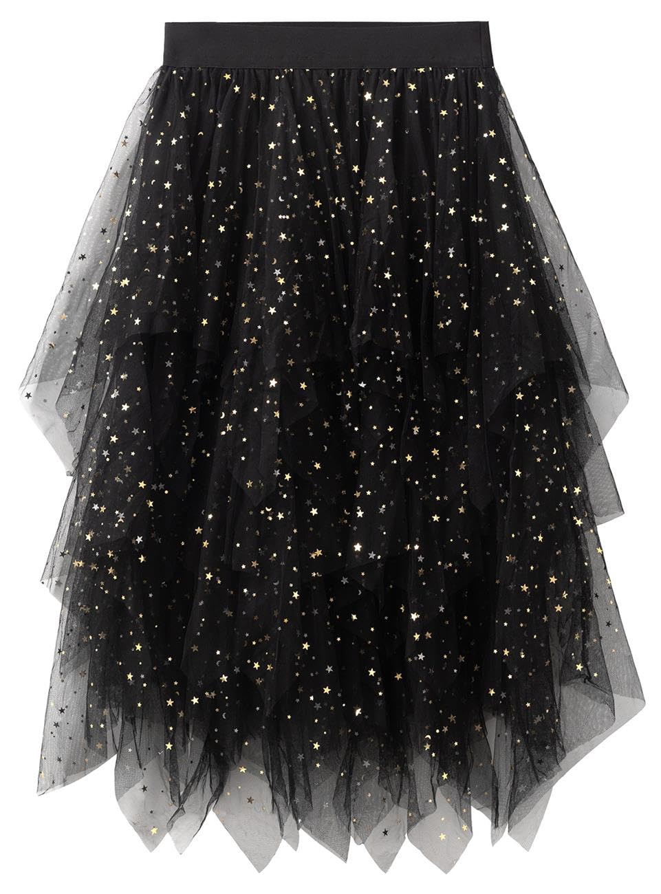 Reaowazo Tulle Skirts for Women Midi Long Fairy Skirt Tutu A-Line Mesh Layered High Elastic Waist Halloween Skirts
