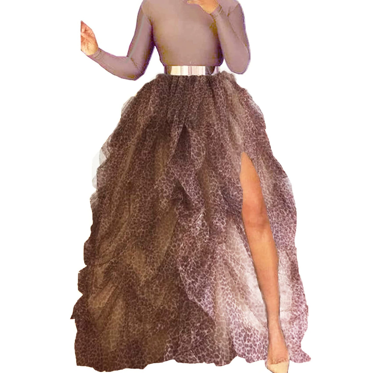 Lisong Women Maxi Tulle Floor Length Layered High Waist Spectial Occasion Skirt