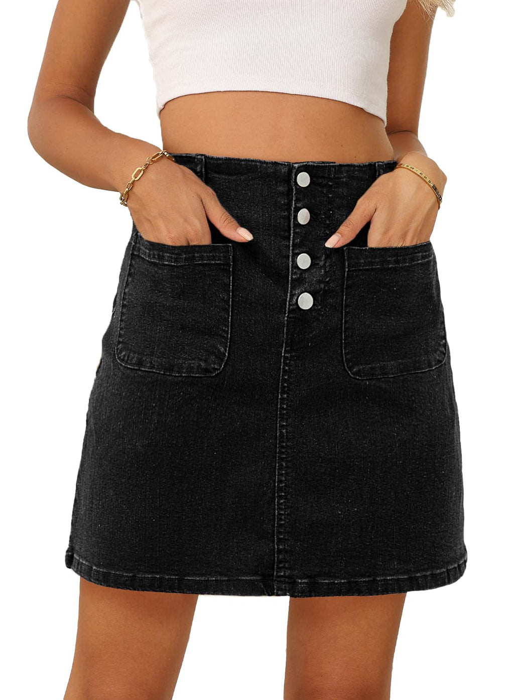 Sidefeel Women's Jean Skirt High Waist Denim Skirt