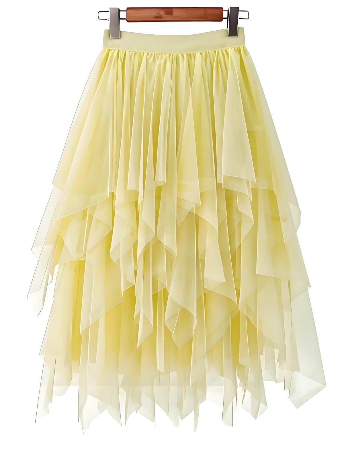 LBKKC Tulle Skirts for Women, Puffy Skirt Asymmetrical Midi Length Ruffled Tutu Layered Mesh Fairy Skirt