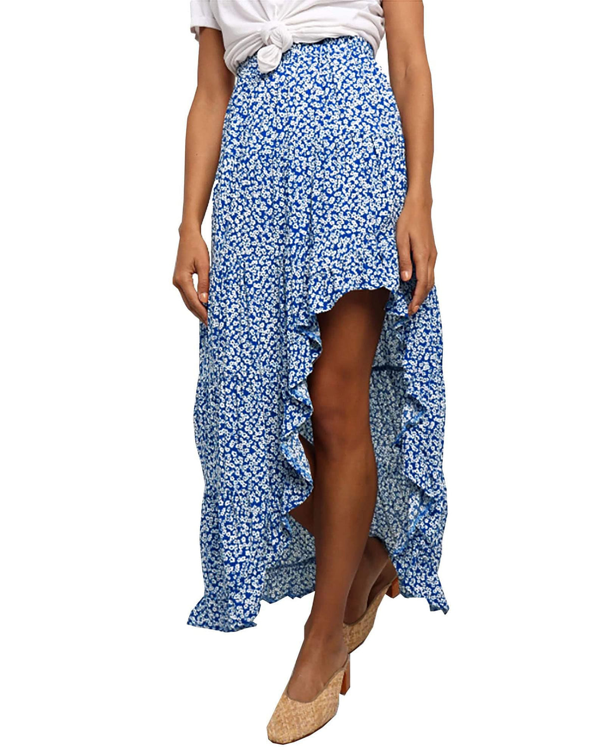 BTFBM Boho High Low Long Maxi Skirts for Women