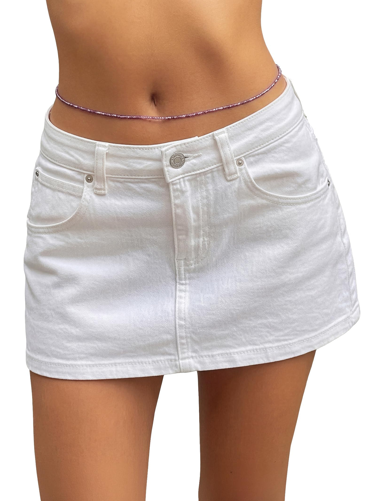 EMMIOL Jean Skirts for Women Mid Rise Summer Denim Skirt with Undershorts