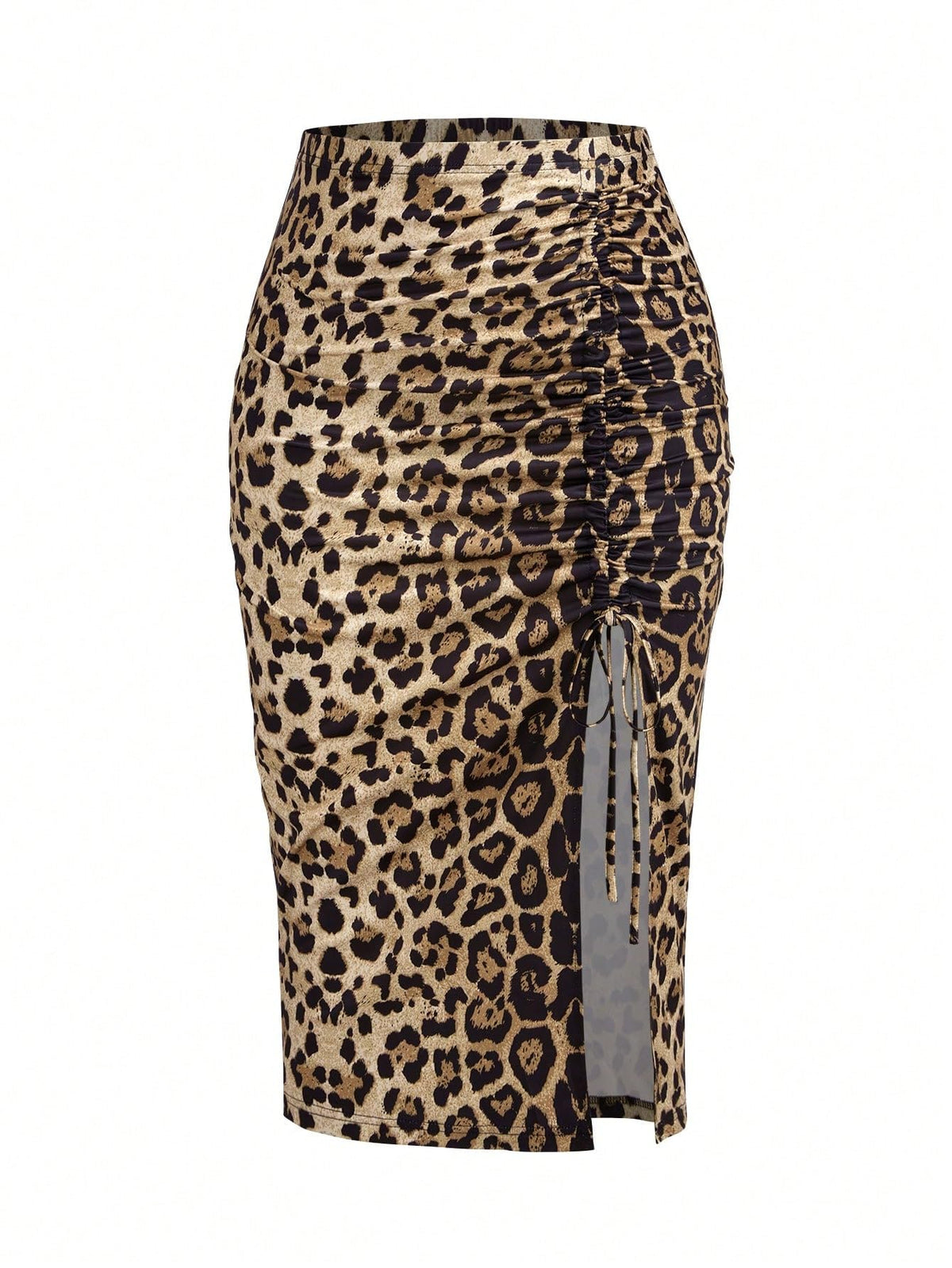 WDIRARA Women's Plus Size Checkered Split Midi High Waist Pencil Skirt