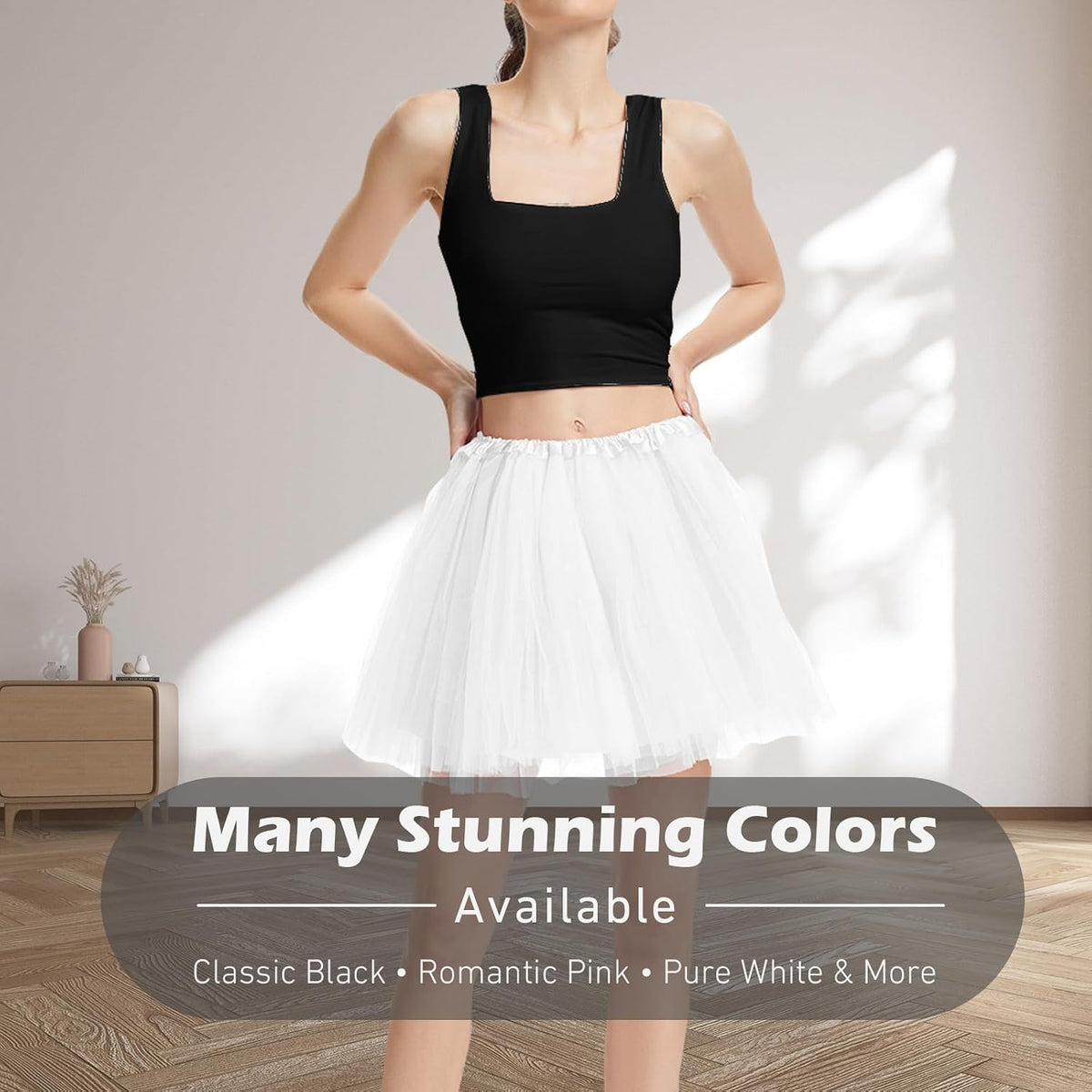 Adult Women's 4 - Layered Fluffy Tulle Tutu Skirt for Ballet, Dance, Halloween & Christmas Costumes