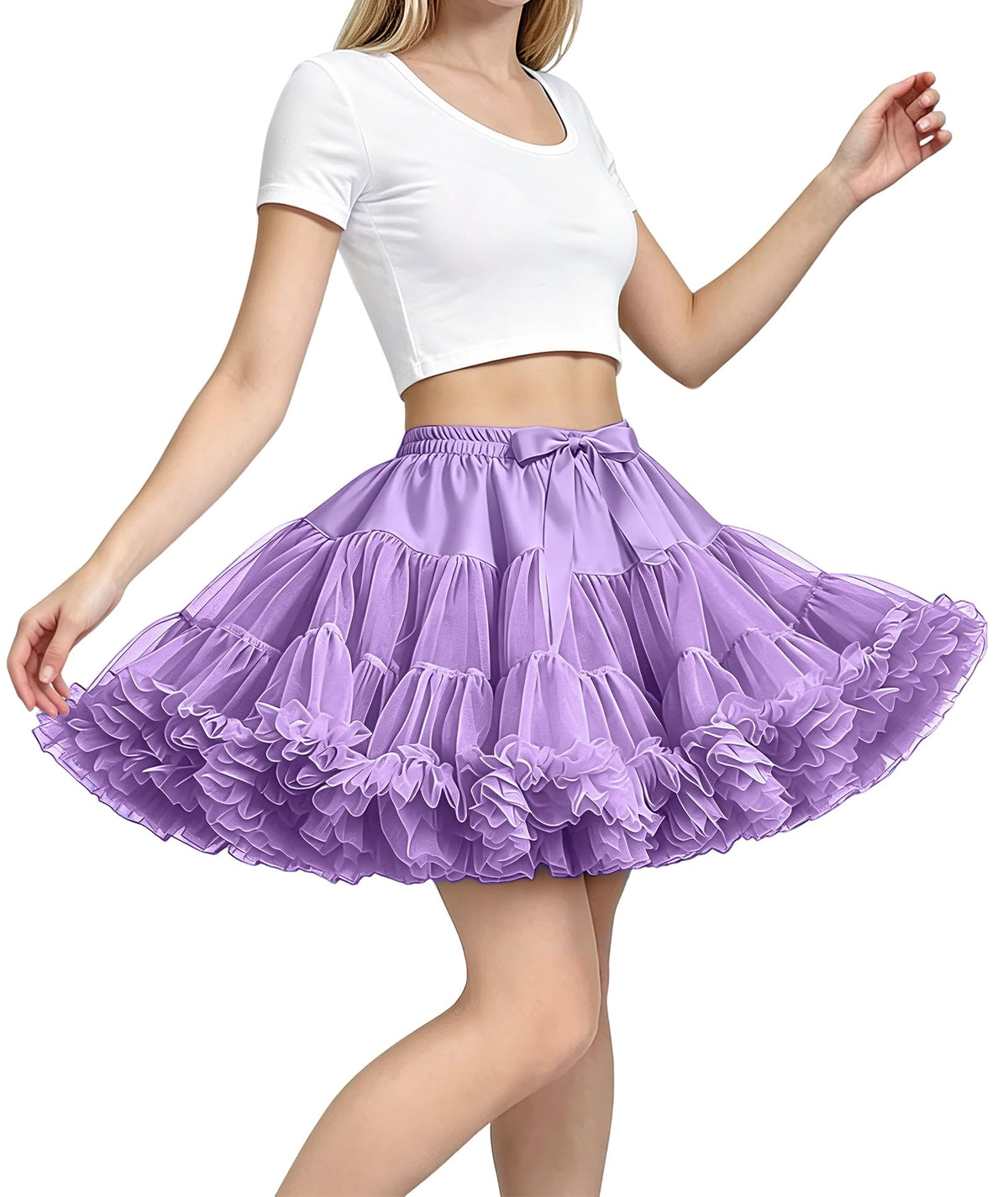 Petticoat Skirt for Women Under Dress 3-Layered Tulle Elastic Waist Tutu