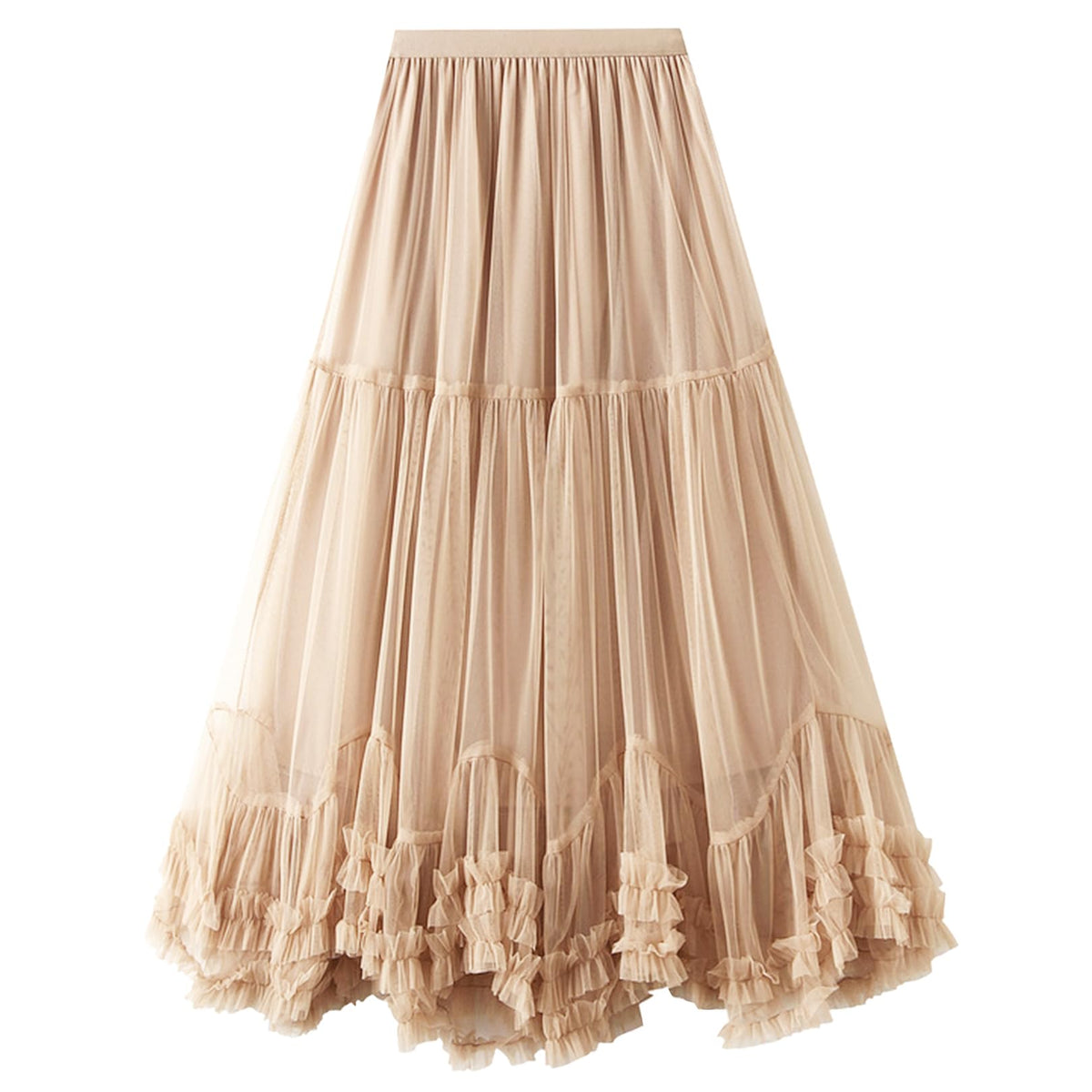 Flygo Womens Maxi Tulle Skirt A Line Tiered Mesh Tutu Fairy Skirts