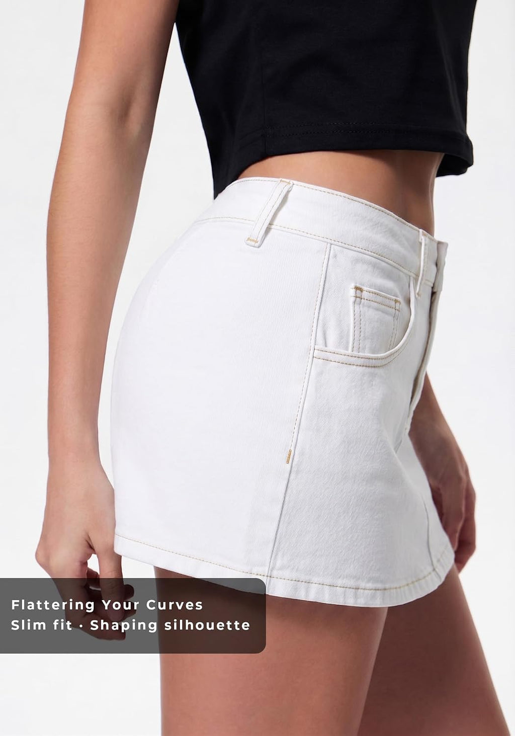 EMMIOL Women Denim Skort Skirt Stretchy Mid Waist Y2K Sexy Mini Skirts