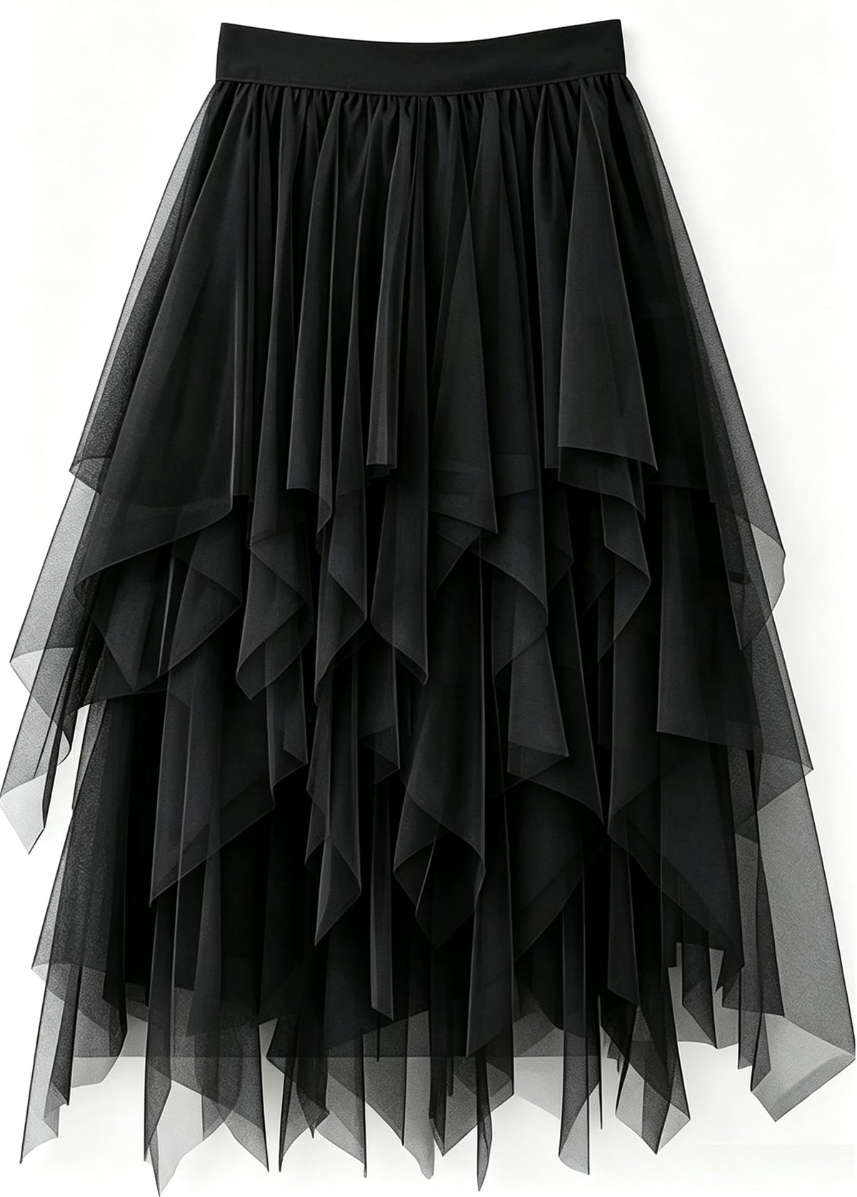 LBKKC Tulle Skirts for Women, Puffy Skirt Asymmetrical Midi Length Ruffled Tutu Layered Mesh Fairy Skirt