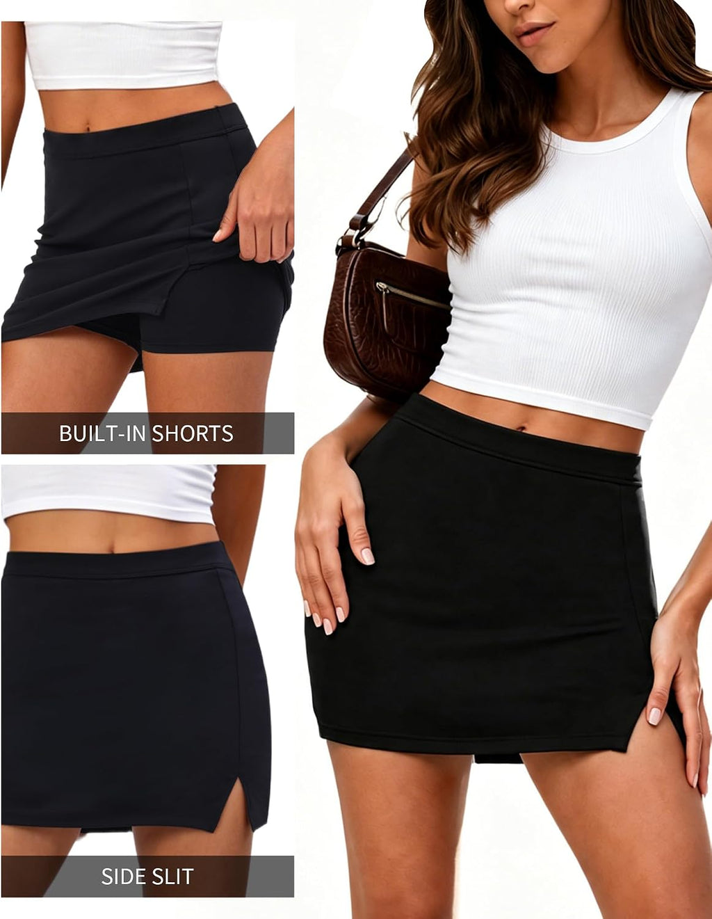 JEKAOYI Womens Mini Skirt Side Slit Bodycon Pencil Skorts with Shorts Underneath 2026 Sexy Y2K Club Date Micro Skirts