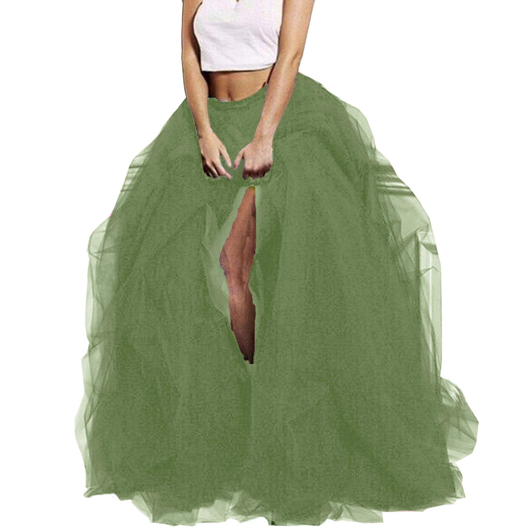 Lisong Women Maxi Tulle Floor Length Layered High Waist Spectial Occasion Skirt