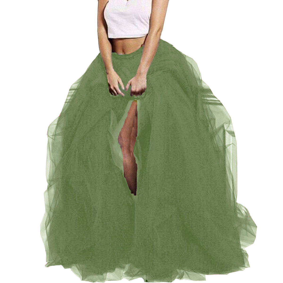 Lisong Women Maxi Tulle Floor Length Layered High Waist Spectial Occasion Skirt