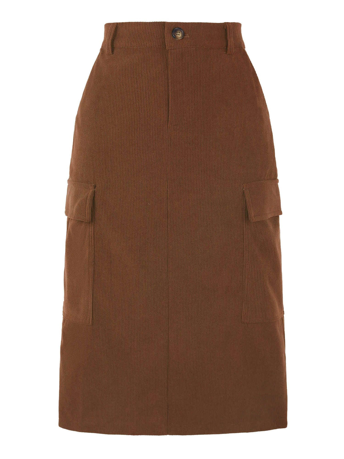 Allegra K Corduroy Cargo Skirts for Women's High Waisted Elastic Back H Line 2025 Fall Midi Skirt