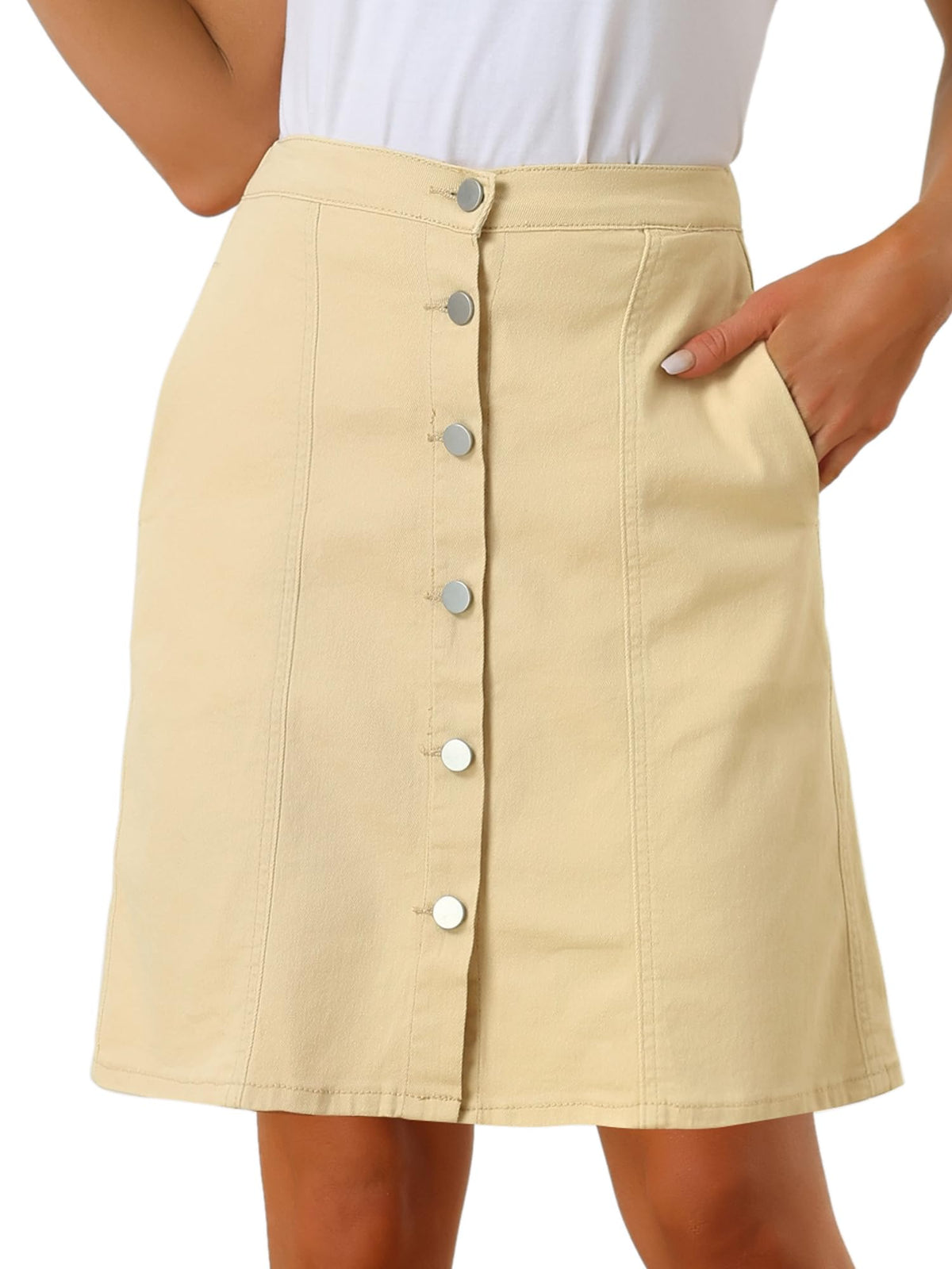 Allegra K Women's Denim Skirts Casual A-Line Short Button Down Jean Skirt
