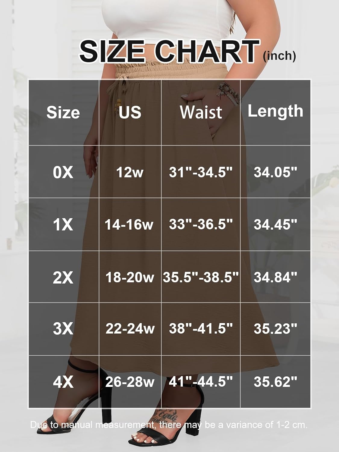 Lastshe Women's Plus Size Maxi Skirts Summer Beach Swing Pleated Elastic Waisted A-line Long Skirt with Pockets 2026