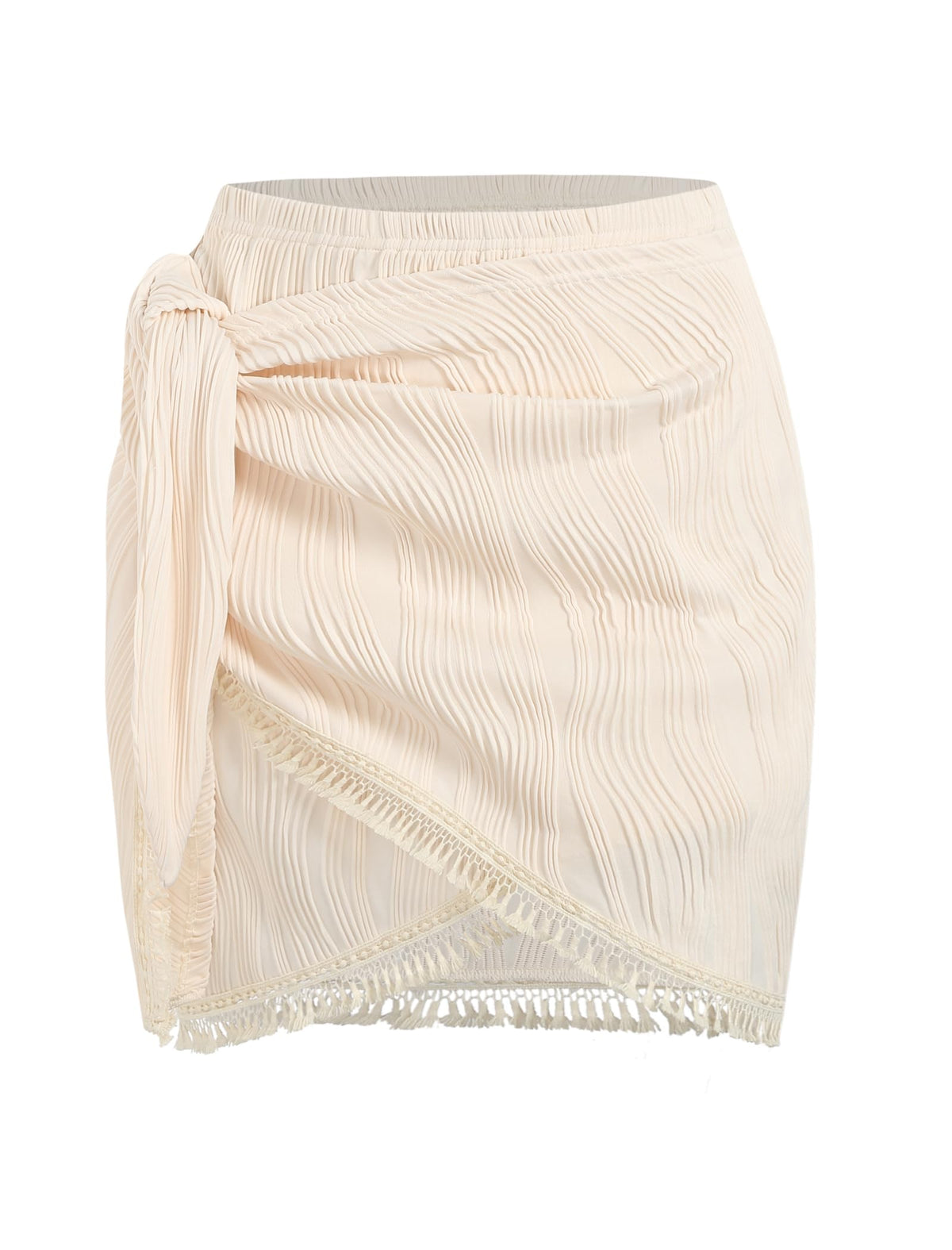 ZAFUL Slit Skirt for Women Boho Print Tie Side Wrap Tassel Casual Beach Mini Skirt