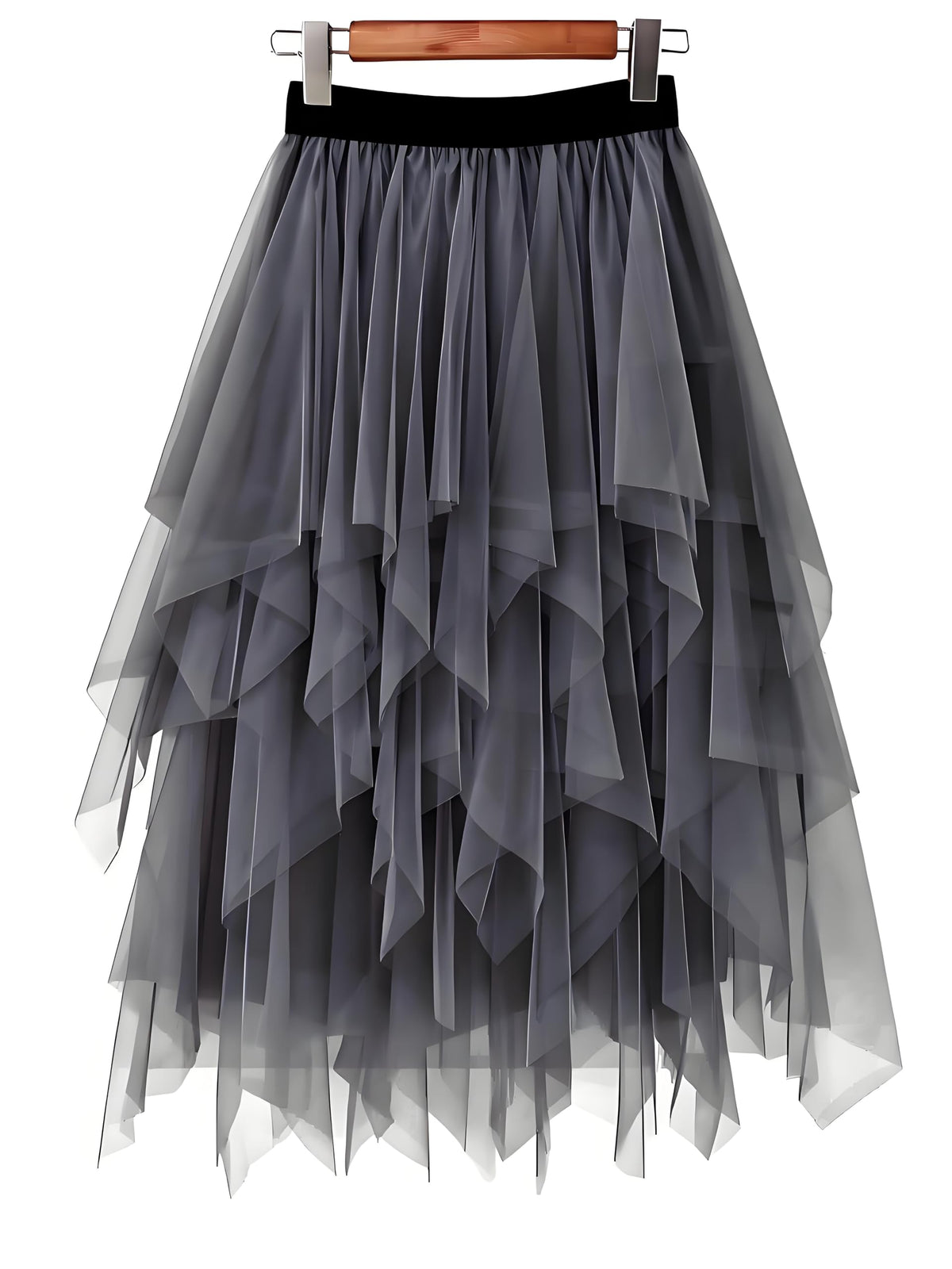 LBKKC Tulle Skirts for Women, Puffy Skirt Asymmetrical Midi Length Ruffled Tutu Layered Mesh Fairy Skirt