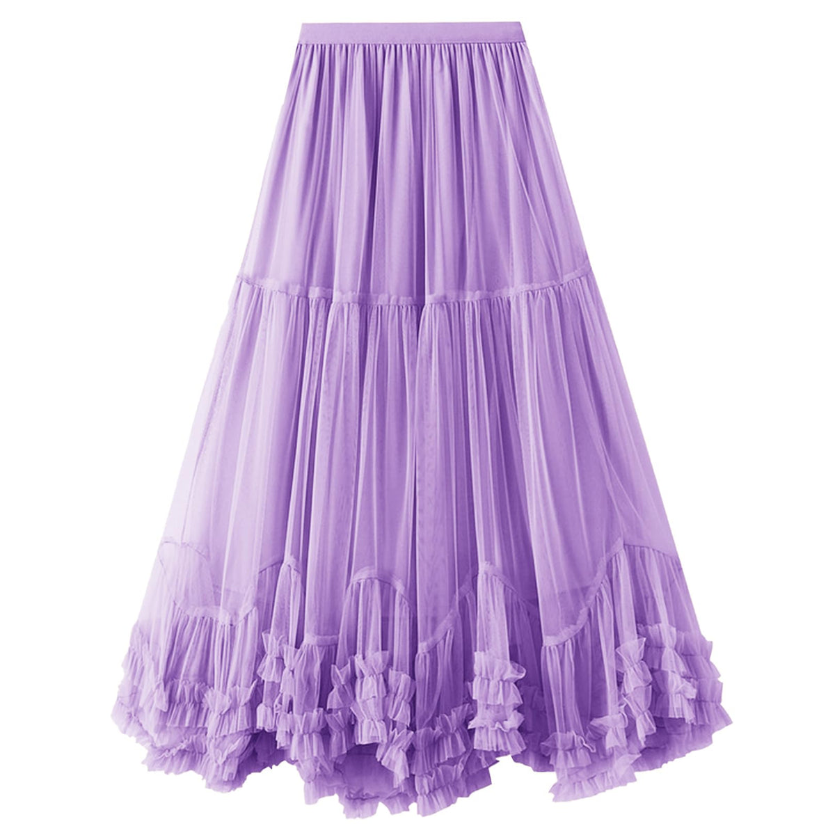Flygo Womens Maxi Tulle Skirt A Line Tiered Mesh Tutu Fairy Skirts