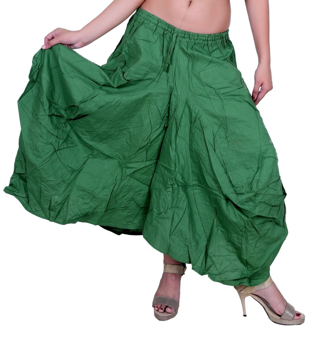 SARJANA Women Cotton Solid Pockets Skirt Hippie Afghani Ethnic