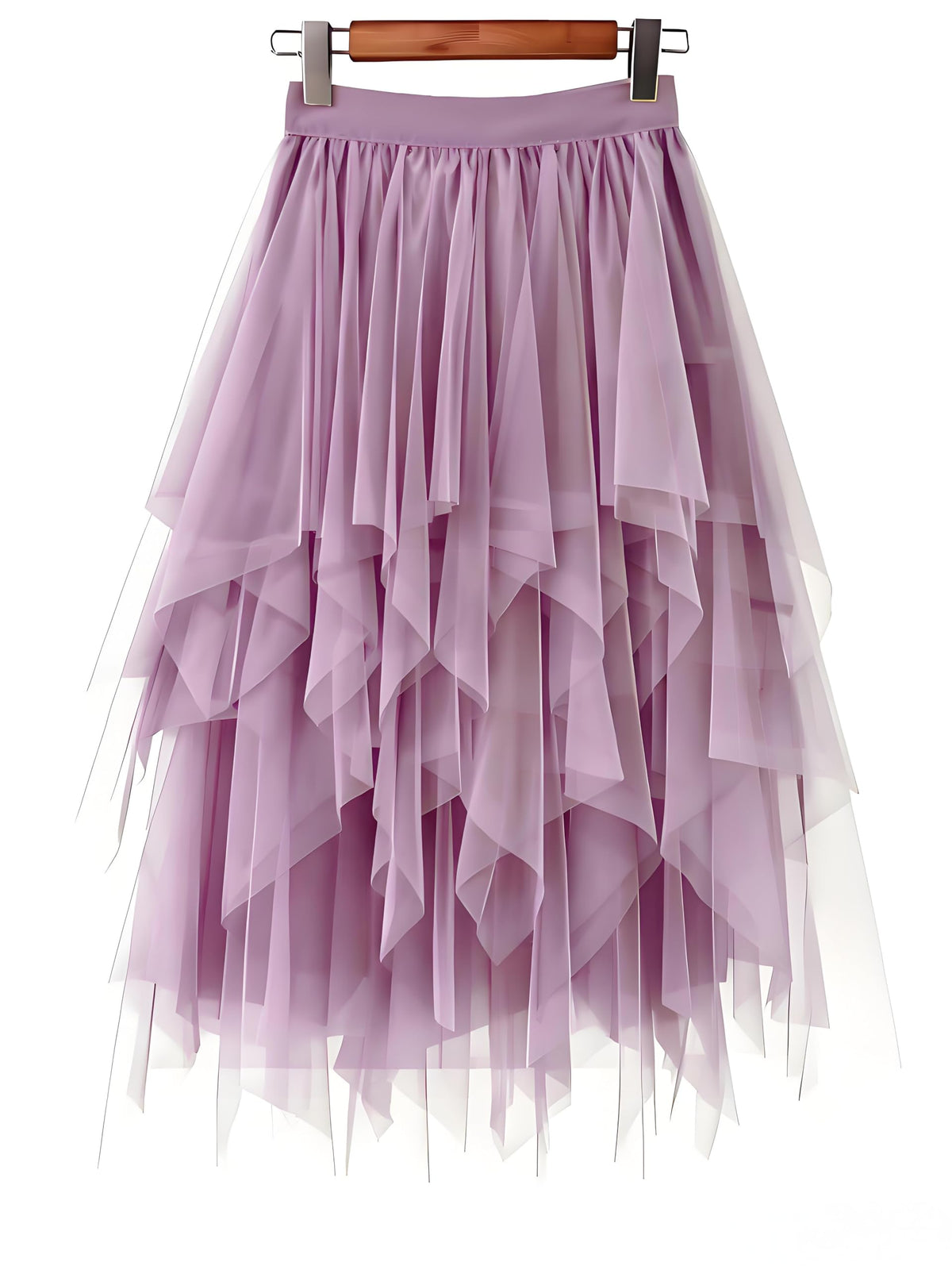 LBKKC Tulle Skirts for Women, Puffy Skirt Asymmetrical Midi Length Ruffled Tutu Layered Mesh Fairy Skirt
