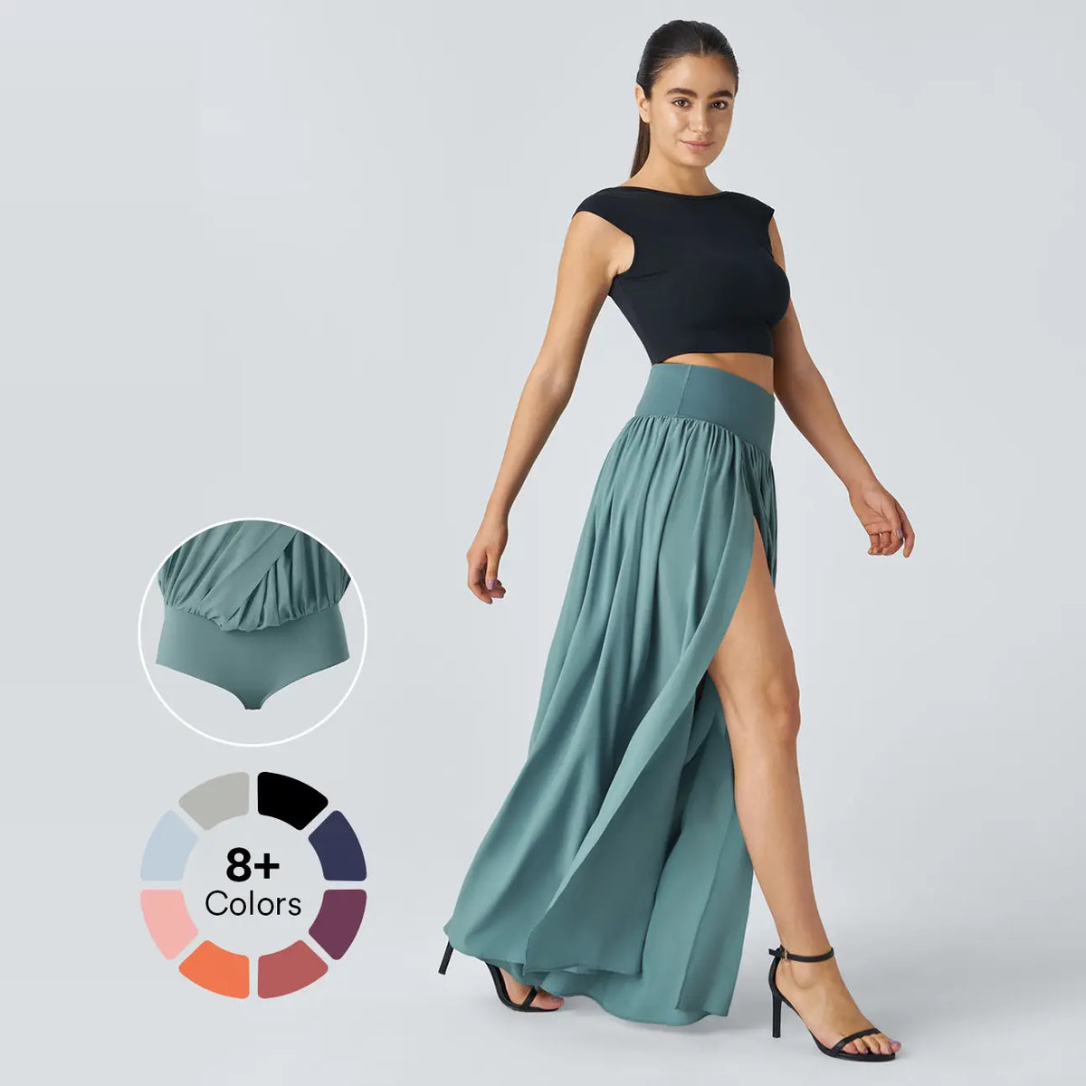 Halara Breezeful High Waisted Plicated Split 2-in-1 Flowy Quick Dry Maxi Casual Skirt Activewear Dance Breathable  Athleisure Womenswear Workout Comfort Bottom Bridal #BackToSchool