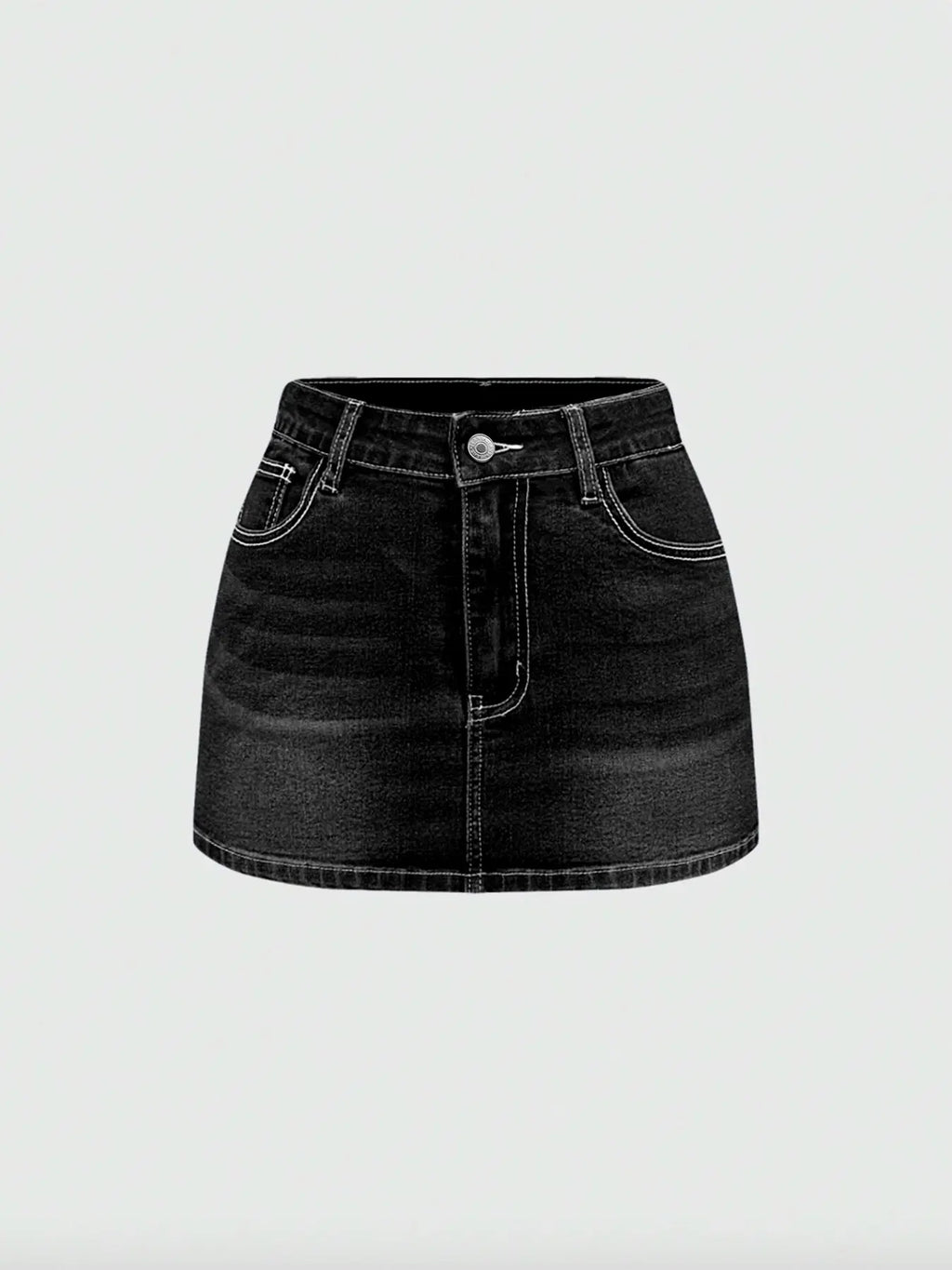 Women's Y2K Vintage Mini Denim Skirt with Pocket, Cross & Wing Embroidery, Comfortable and Stylish Wear, Chic Stretchy Denim Skirt