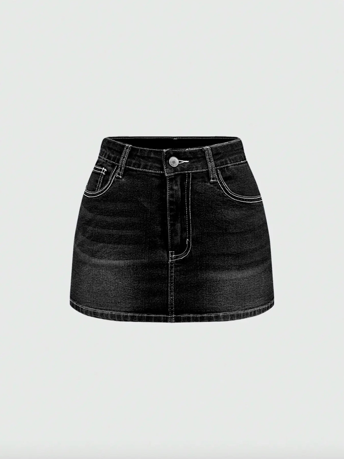 Women's Y2K Vintage Mini Denim Skirt with Pocket, Cross & Wing Embroidery, Comfortable and Stylish Wear, Chic Stretchy Denim Skirt