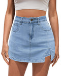 Vetinee Jean Skorts for Woman High Waisted Trendy Slit Y2K Shorts Skirts
