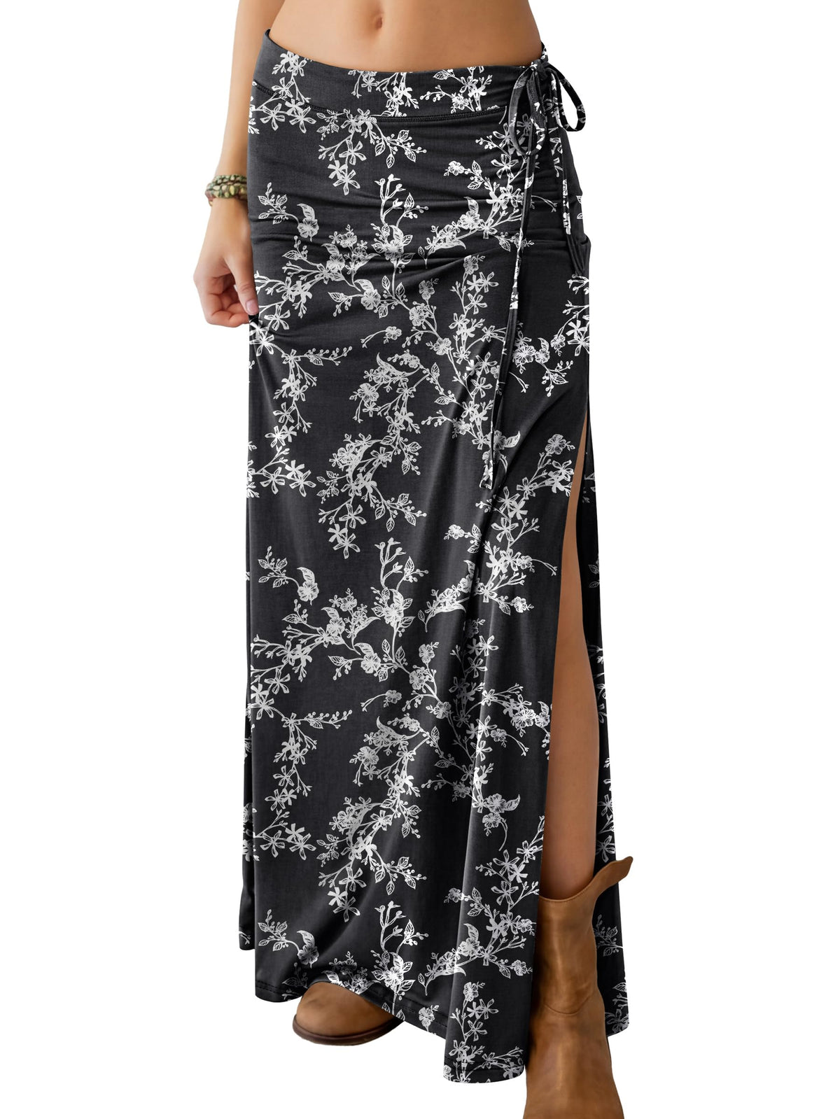 ANRABESS Womens High Waisted Side Slit Maxi Skirts