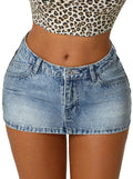 Avanova Women Low Rise Jean Demin Mini Skirt Sexy Bodycon Short Skirts