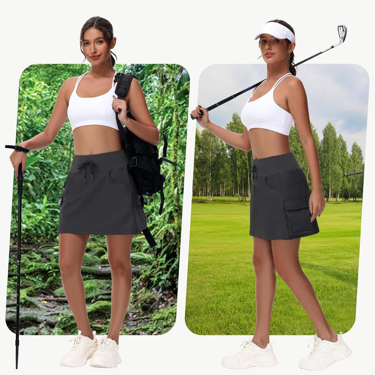 MIVEI Women's 16" 20" Hiking Cargo Skort Skirt - High Waisted Golf Dressy Casual Workout Sport Skirt with Liner Quick Dry