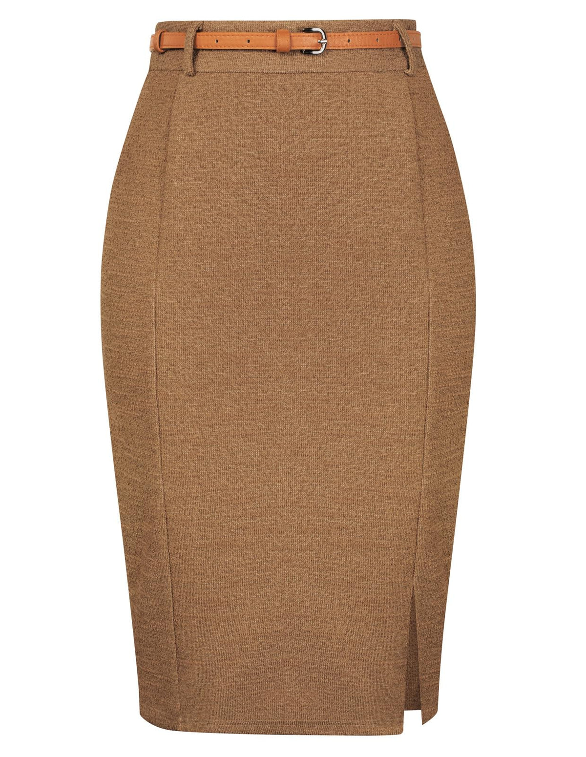 Kate Kasin Women Tweed Pencil Skirt, Knee Length Skirts with Slit