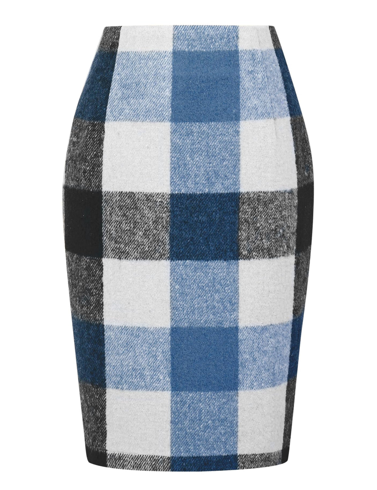 IDEALSANXUN Plaid Skirts for Women Fall Winter Knee Length Pencil Wool Skirt with Slit