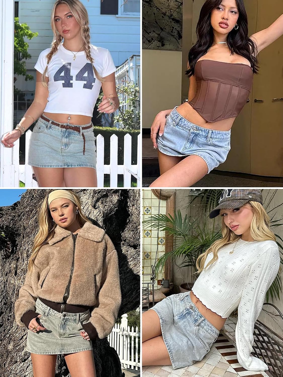ELLEVEN Denim Mini Skirt for Women, Jean Skirt with Shorts Underneath
